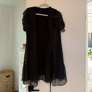 All Saints Black Tiered Ruffled Puff Sleeve Dress